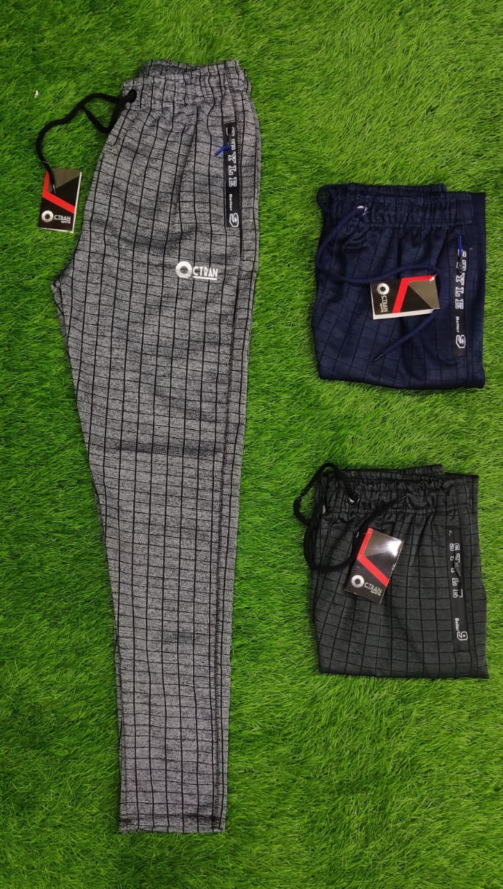 Branded Dri Fit 4 Way Lycra Checks Print Track Pant / Lower