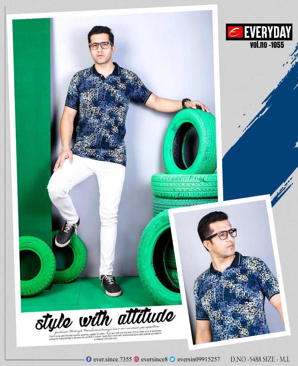 Everyday imported Viscos Lycra fabric Chinese collar half sleeve printed T-shirt