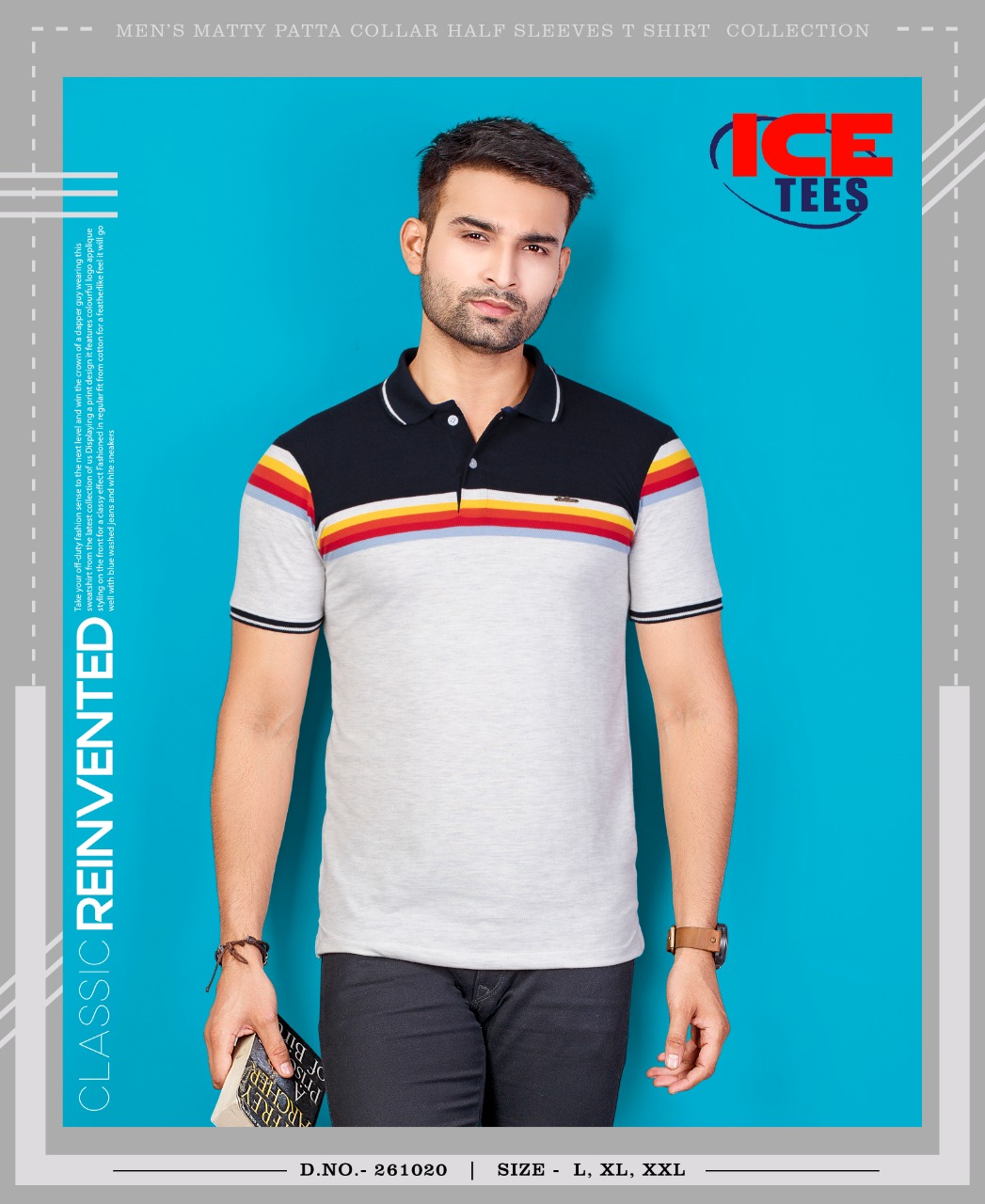 Ice Berg Stripe Collar neck T-shirt