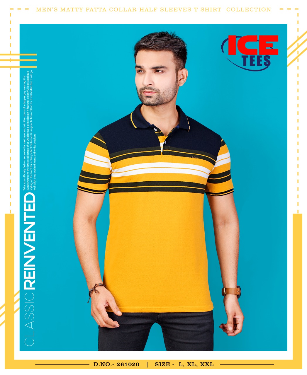 Ice Berg Stripe Collar neck T-shirt
