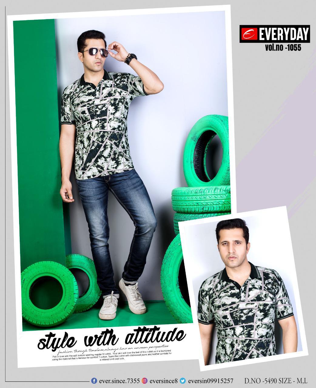 Everyday imported Viscos Lycra fabric Chinese collar half sleeve printed T-shirt