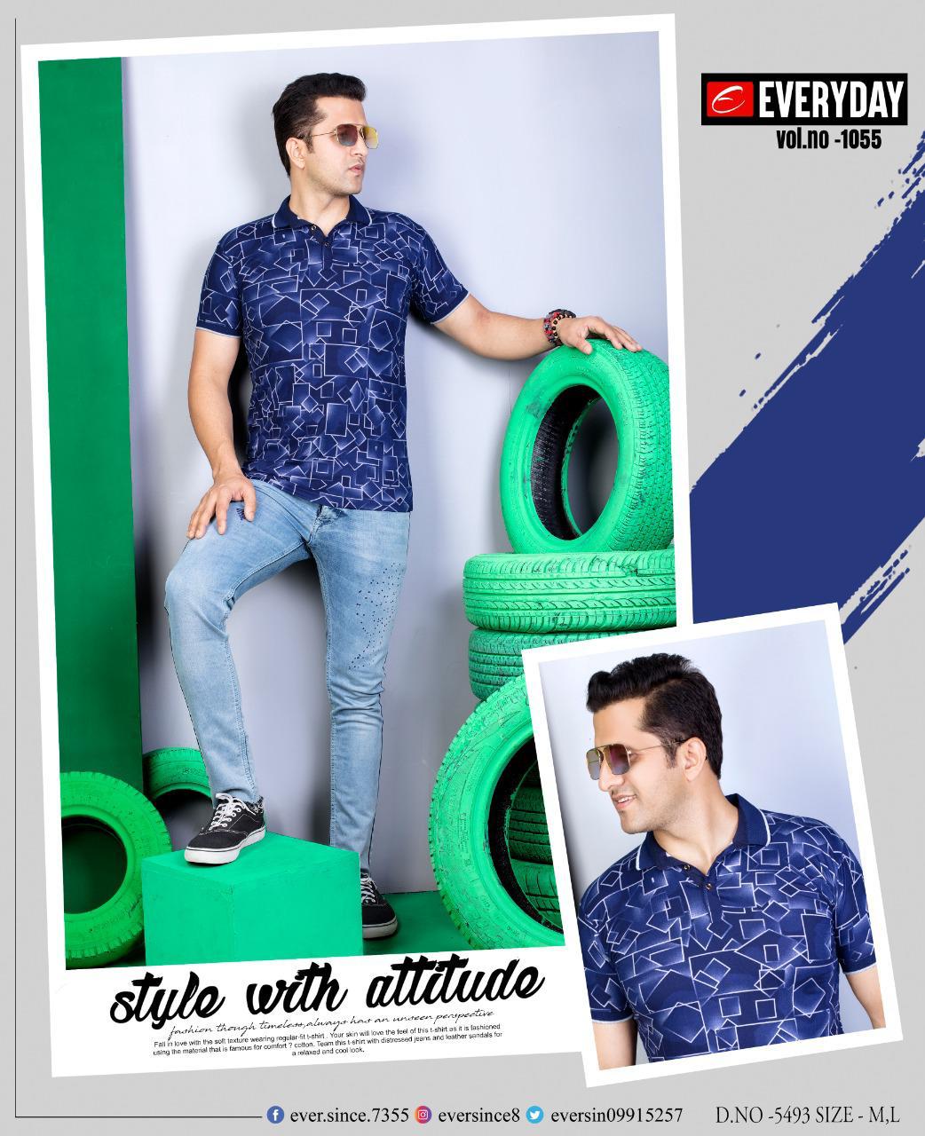 Everyday imported Viscos Lycra fabric Chinese collar half sleeve printed T-shirt