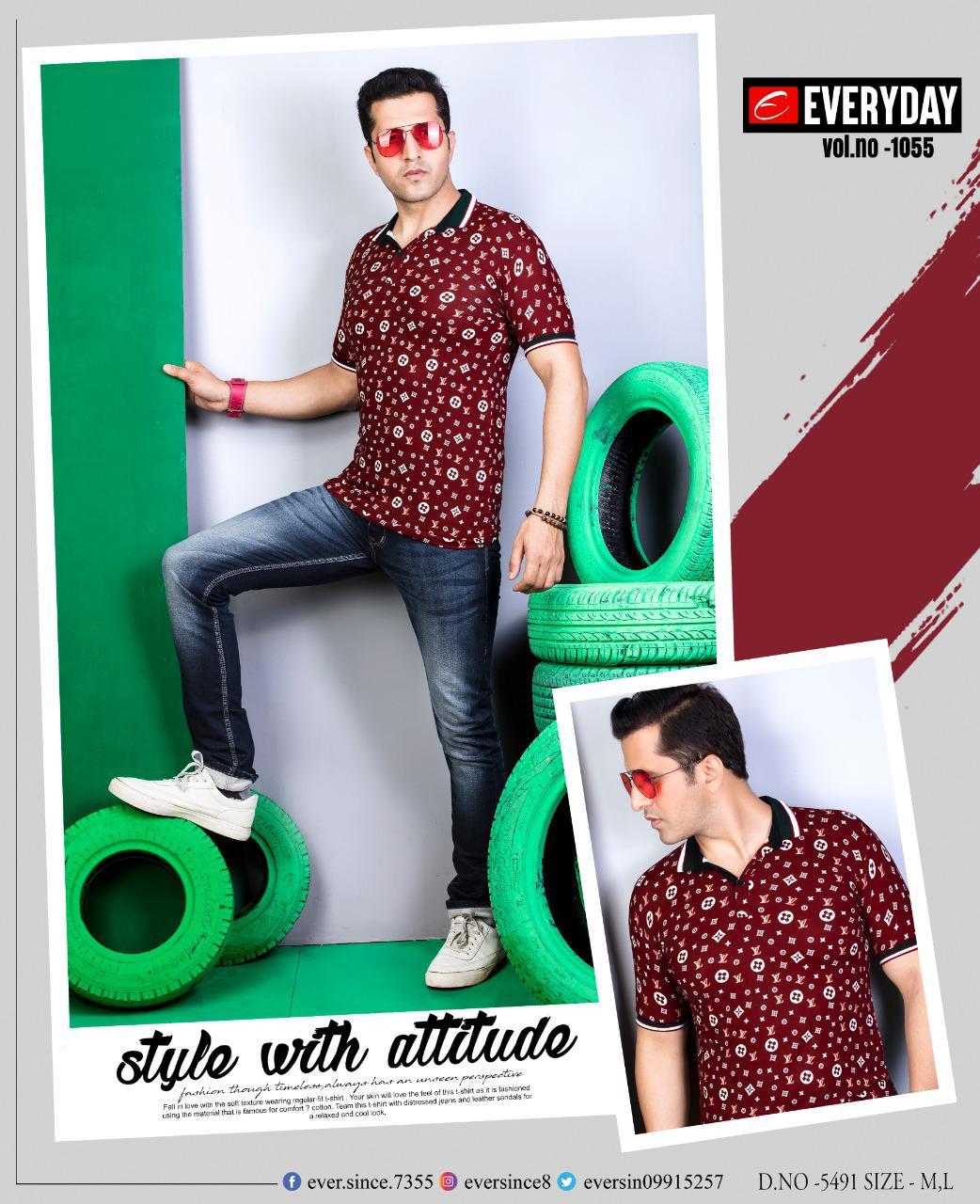 Everyday imported Viscos Lycra fabric Chinese collar half sleeve printed T-shirt