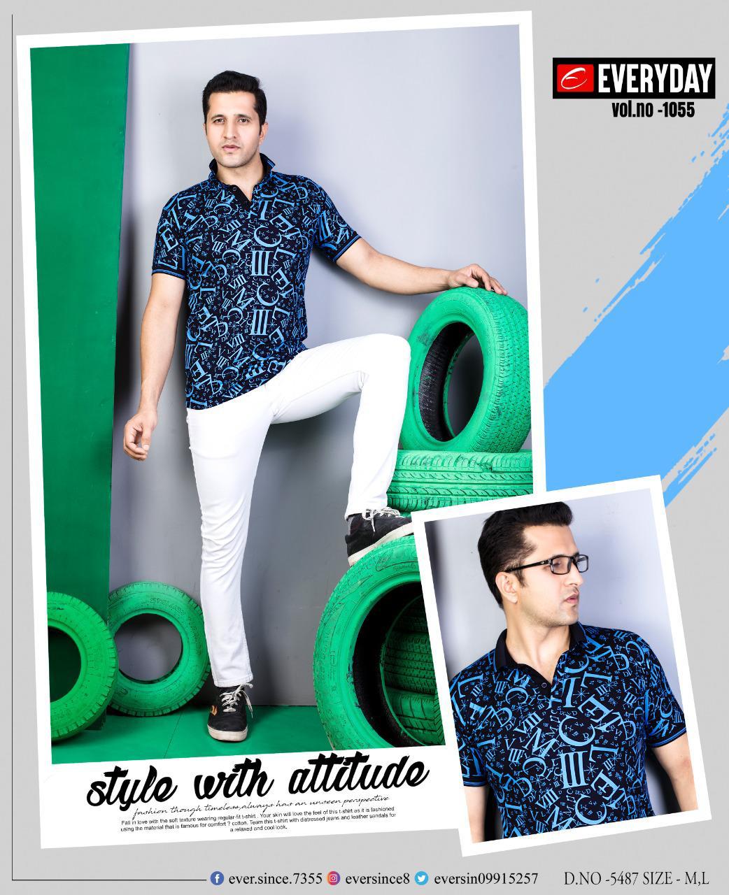 Everyday imported Viscos Lycra fabric Chinese collar half sleeve printed T-shirt