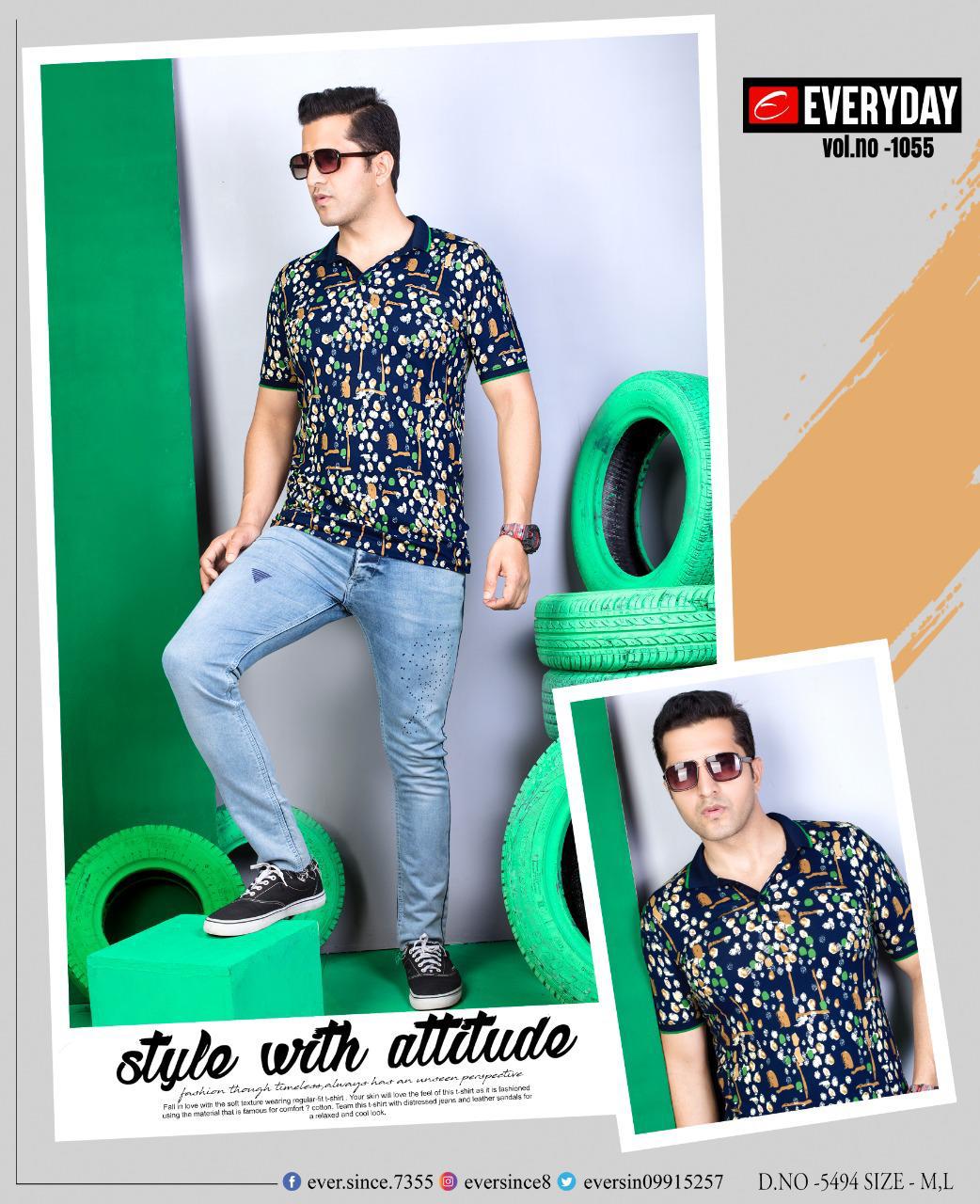 Everyday imported Viscos Lycra fabric Chinese collar half sleeve printed T-shirt