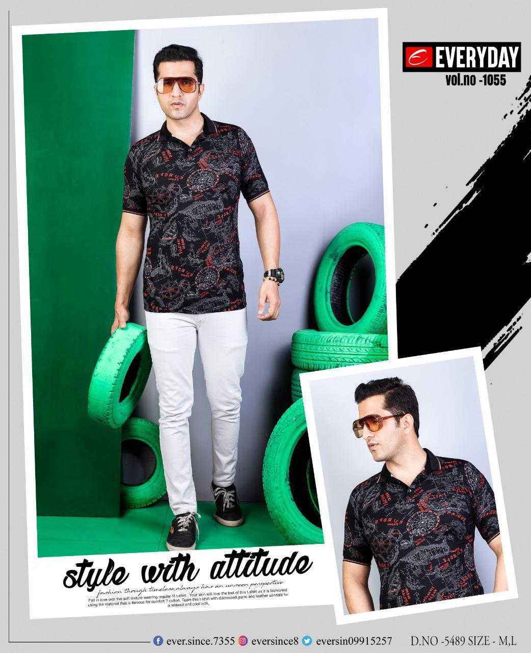 Everyday imported Viscos Lycra fabric Chinese collar half sleeve printed T-shirt