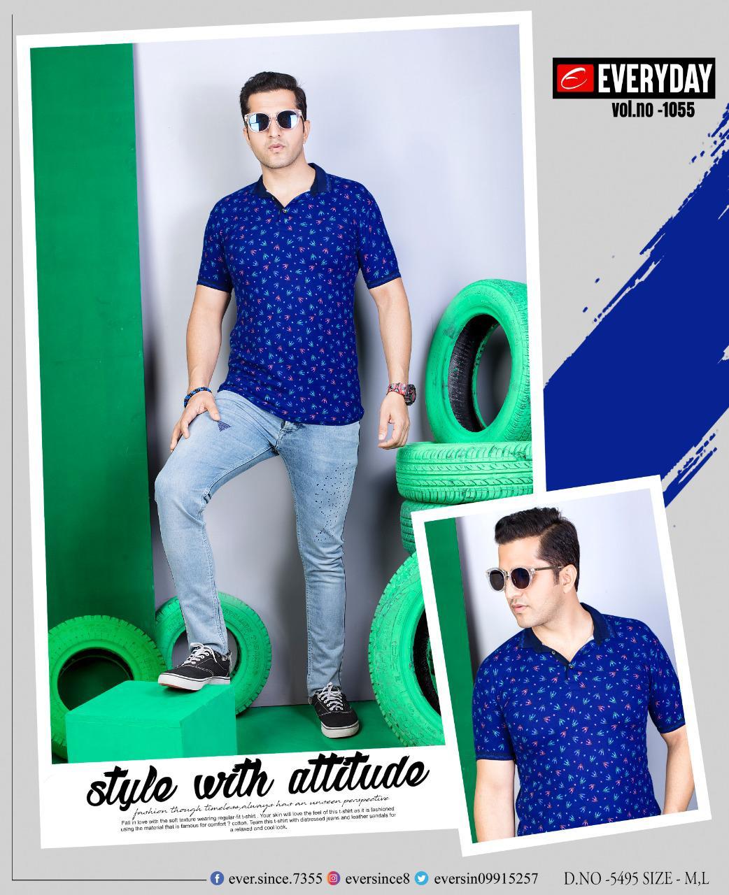 Everyday imported Viscos Lycra fabric Chinese collar half sleeve printed T-shirt